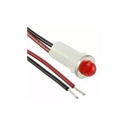 1 pcs : 1092M1-125VAC - LED Panel Mount Indicators PMI .5in. LED 125V Wire Small Dome Red