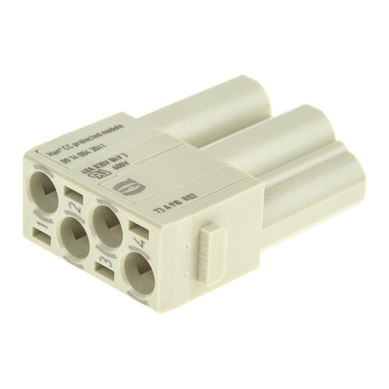 2 pcs - HARTING Heavy Duty Power Connector Module, 40A, Male, Han-Modular Series, 4 Contacts