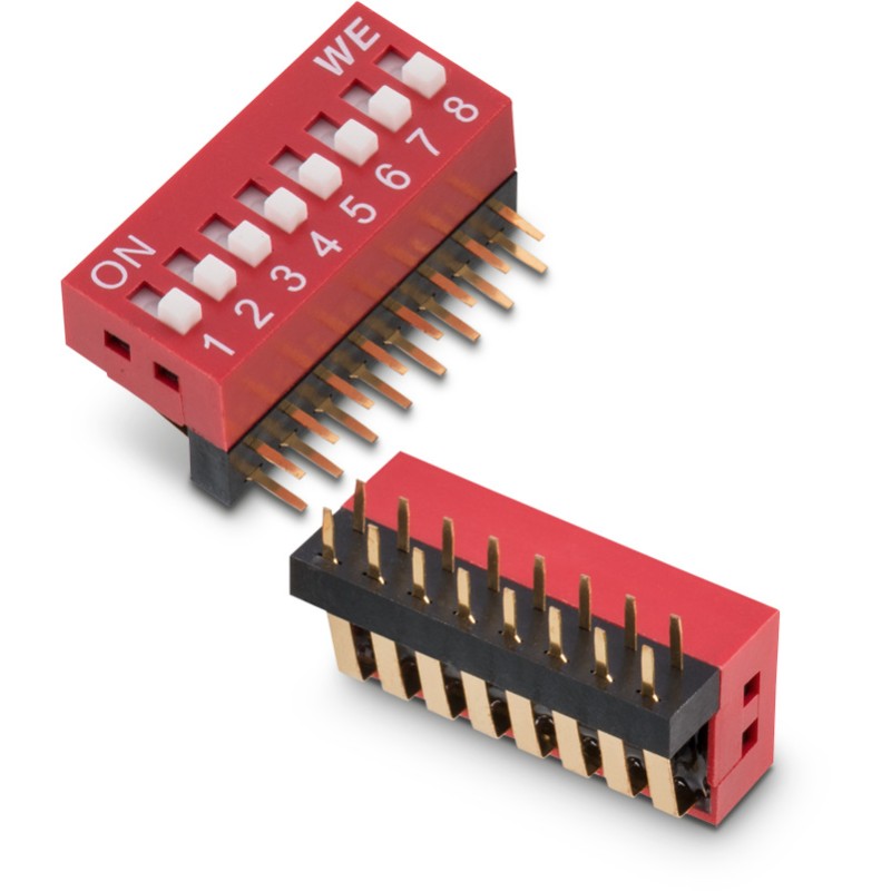 2 pcs - Wurth Elektronik 1 Way Through Hole DIP Switch SPST, Raised Actuator