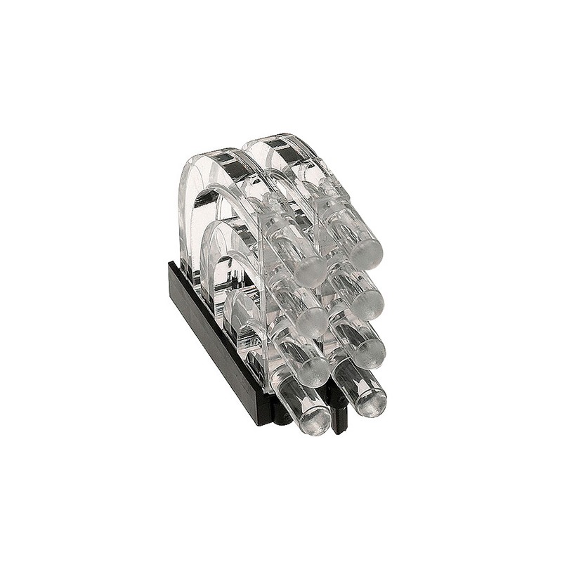 2 pcs - 1279.1002 MENTOR, PCB Mounted 8-Way Right Angle LED Light Pipe, Quad-Level-Row Clear Dome Lens