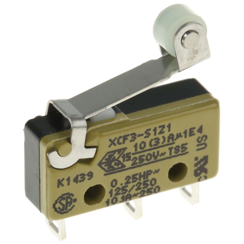 200 pcs - Saia-Burgess Roller Lever Micro Switch, Solder Terminal, 10.1 A @ 250 V ac, SPDT, IP40