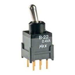 1 pcs : B22JP - Toggle Switches DPDT ON-ON .248 BAT STRAIGHT PC .4VA