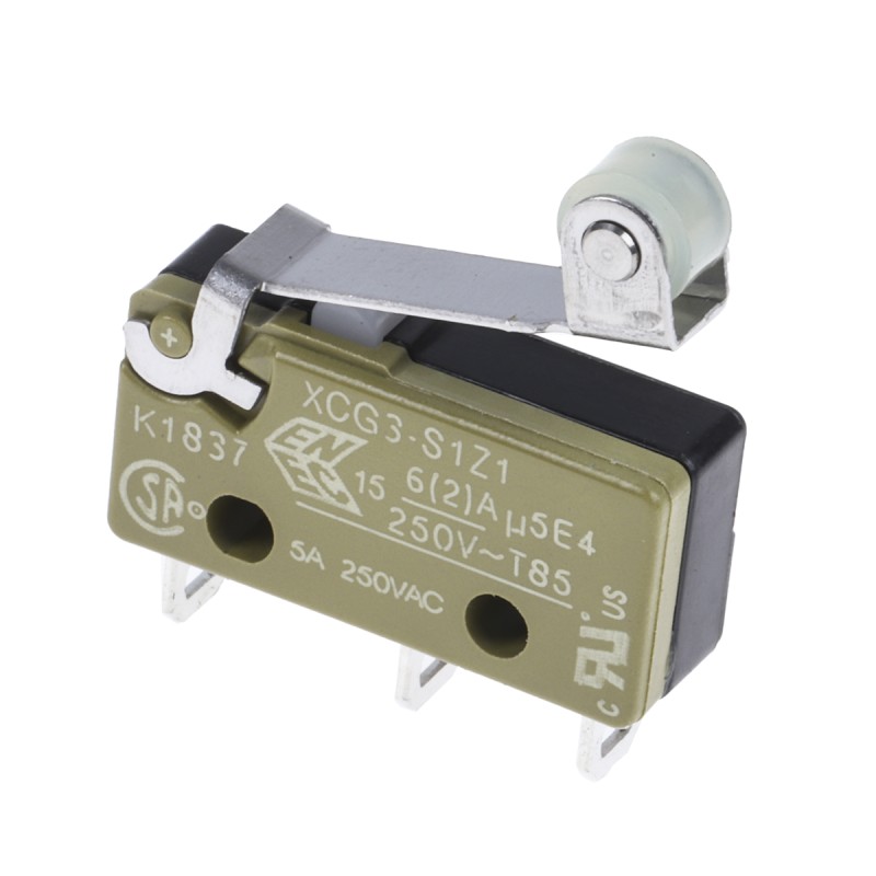 200 pcs - Saia-Burgess Roller Lever Micro Switch, Solder Terminal, 6 A @ 250 V ac, SPDT, IP40