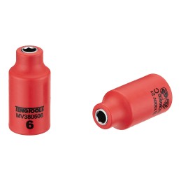 1 pcs - Teng Tools 3/8 in Drive 6mm Insulated Standard Socket, 6 point, VDE/1000V, 46 mm Overall Length