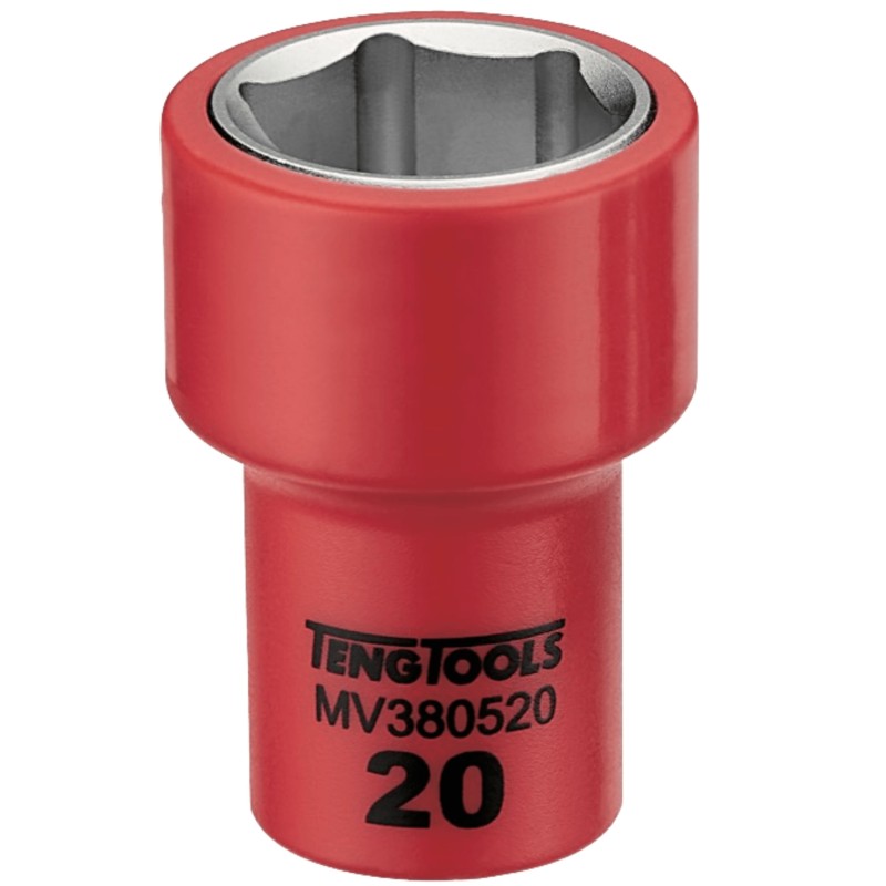 1 pcs - Teng Tools 3/8 in Drive 12mm Insulated Standard Socket, 6 point, VDE/1000V, 46 mm Overall Length