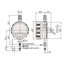 1 pcs - Mitutoyo 543-710BMetric Plunger Digital Indicator, 12.7 mm Measurement Range, 0.01 mm Resolution , 0.02 mm Accuracy