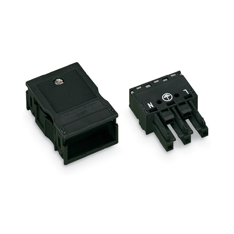 2 pcs - Wago 770 Series Lighting Connector, 3-Pole, Female, 3-Way, Flush Mount, 25A