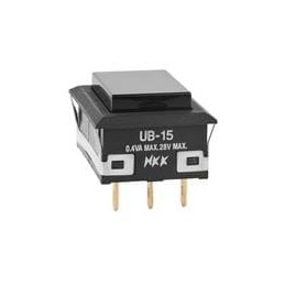 1 pcs : UB15NKG01N-A - Pushbutton Switches ON(ON) RECT BLK CAP .4VA SNAP-IN LUG