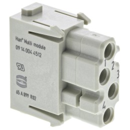 2 pcs - HARTING Heavy Duty Power Connector Module, 1.5A, Female, Han-Modular Series, 4 Contacts