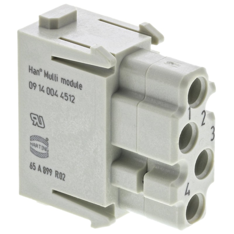 2 pcs - HARTING Heavy Duty Power Connector Module, 1.5A, Female, Han-Modular Series, 4 Contacts