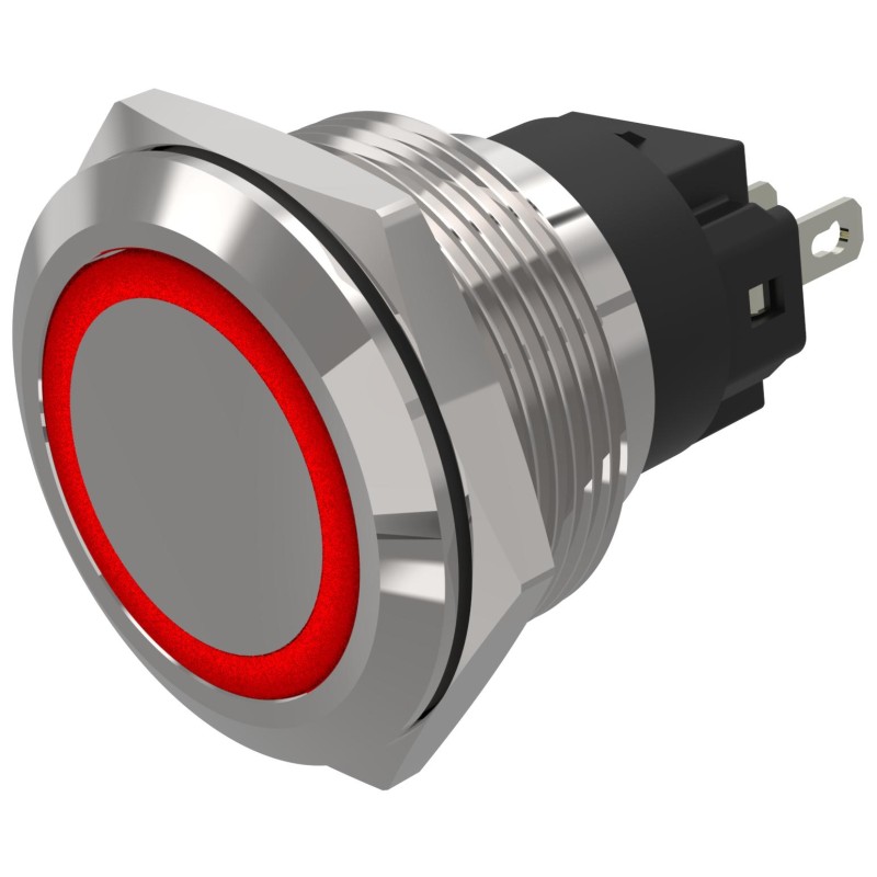 1 pcs - EAO 82 Series Red Indicator, 12V ac/dc, 22mm Mounting Hole Size, Solder Tab Termination, IP65, IP67