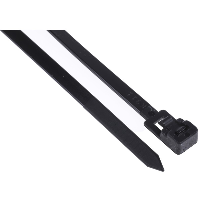 1 Bag of 100 - RS PRO Cable Tie, Releasable, 125mm x 4.5 mm, Black Nylon, Pk-100