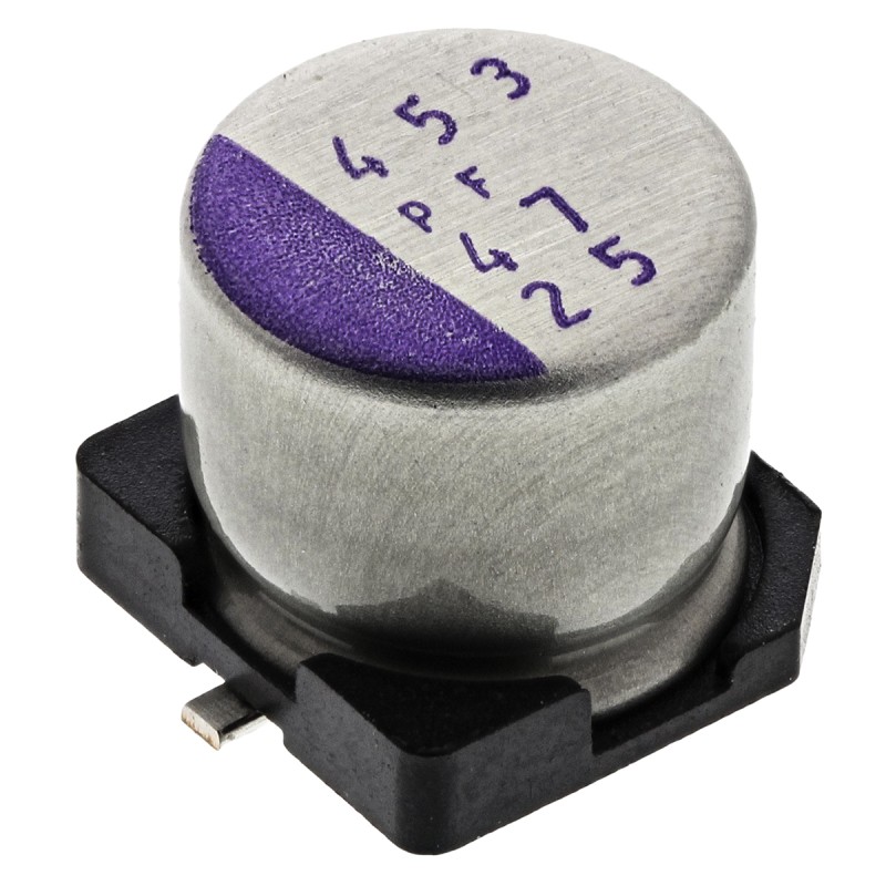 25 pcs - Panasonic 47μF Surface Mount Polymer Capacitor, 25V dc