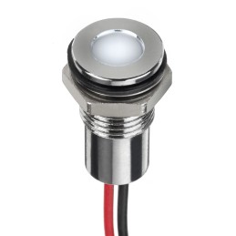 1 pcs - RS PRO White Panel Mount Indicator, 24V dc, 8mm Mounting Hole Size, Lead Wires Termination, IP67