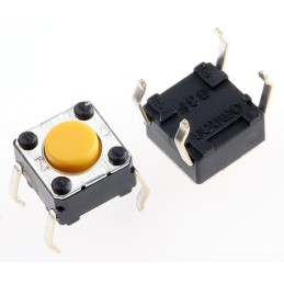 5 pcs - Yellow Plunger Tactile Switch, SPST 50 mA @ 24 V dc 0.9mm Through Hole