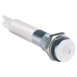 1 pcs - RS PRO White Panel Mount Indicator, 12V dc, 6mm Mounting Hole Size, Solder Tab Termination, IP67