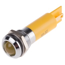 1 pcs - RS PRO Yellow Panel Mount Indicator, 130V ac, 12mm Mounting Hole Size, IP67
