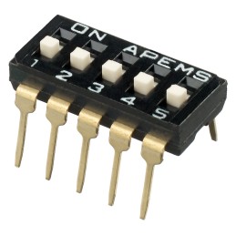 5 pcs - APEM 5 Way Through Hole DIP Switch SPST, Raised Actuator Slide Actuator