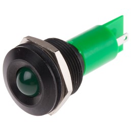 1 pcs - RS PRO Green Panel Mount Indicator, 115 V dc, 230V ac, 19mm Mounting Hole Size