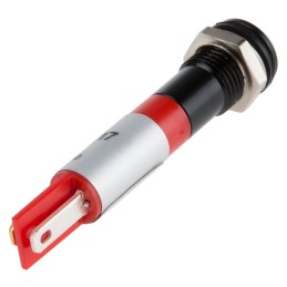 1 pcs - RS PRO Red Panel Mount Indicator, 12V dc, 8mm Mounting Hole Size, Solder Tab Termination, IP67