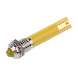 1 pcs - RS PRO Yellow Panel Mount Indicator, 12V ac, 8mm Mounting Hole Size, Solder Tab Termination