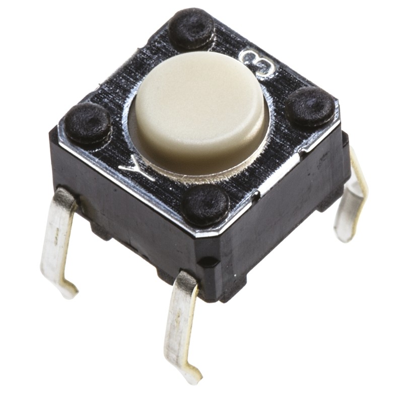 5 pcs - Grey Plunger Tactile Switch, SPST 50 mA @ 24 V dc 0.9mm Through Hole