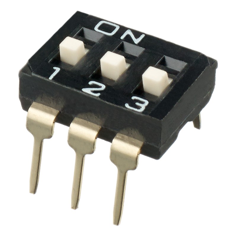 5 pcs - APEM 3 Way Through Hole DIP Switch SPST, Raised Actuator Slide Actuator