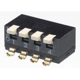 5 pcs - APEM 4 Way Surface Mount DIP Switch 4PST, Piano, Raised Actuator