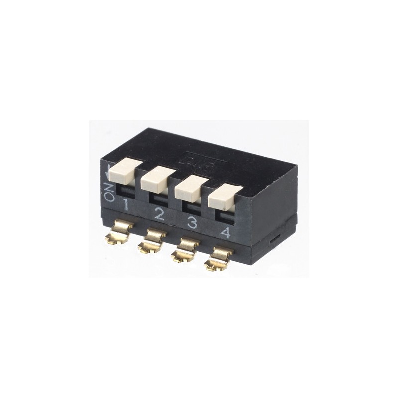 5 pcs - APEM 4 Way Surface Mount DIP Switch 4PST, Piano, Raised Actuator