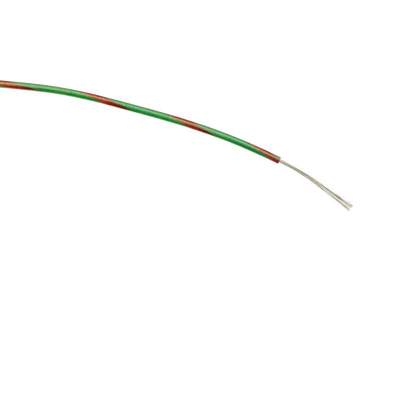 1 Reel of 100 M - RS PRO Green/Red 0.22 mm² Hook Up Wire, 7/0.2 mm, 100m, PVC Insulation