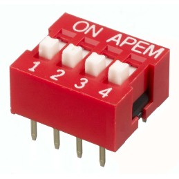 5 pcs - APEM 4 Way Through Hole DIP Switch SPST, Raised Actuator