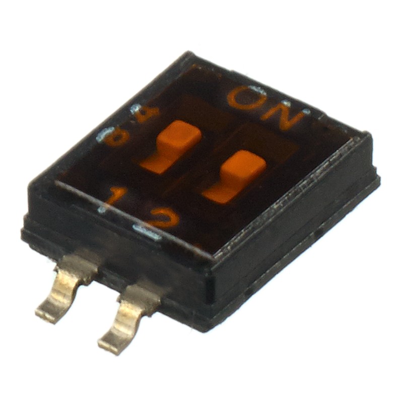 5 pcs - Apem 2 Way Surface Mount DIP Switch SPST, Recessed Actuator Slide Actuator