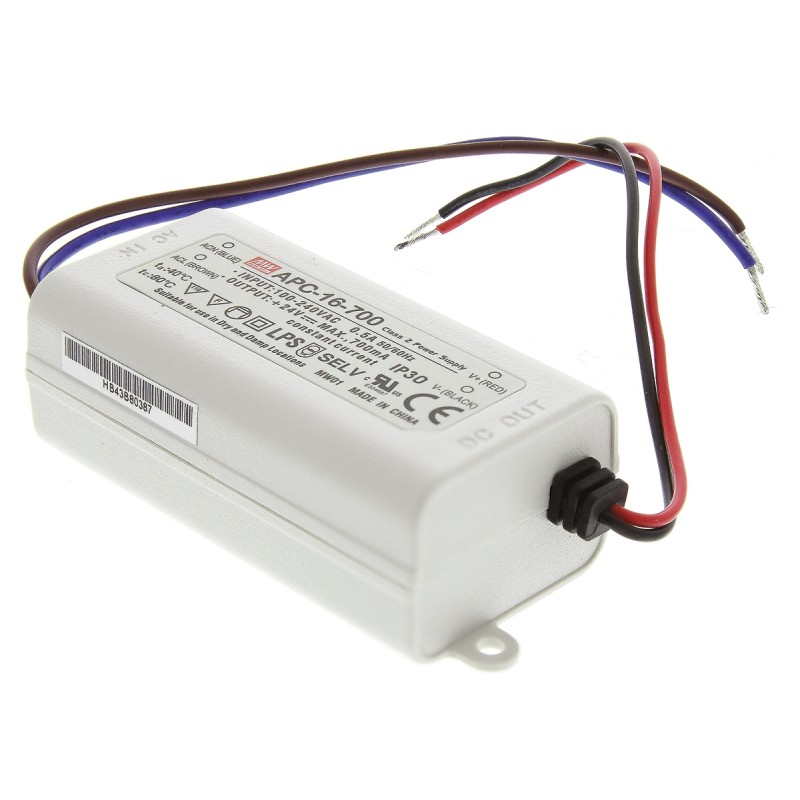 1 pcs - MEAN WELL LED Driver, 9 - 24V Output, 16.8W Output, 700mA Output, Constant Current