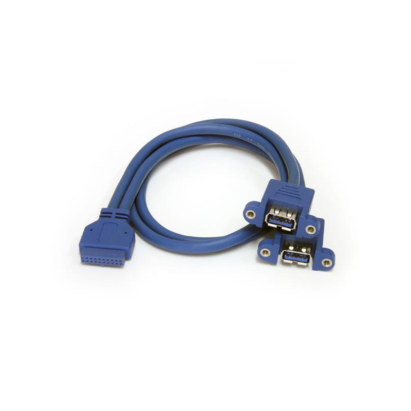 1 pcs - StarTech.com USB 3.0 Cable, Female 20 Pin Socket to Female USB A x 2 Cable, 0.5m