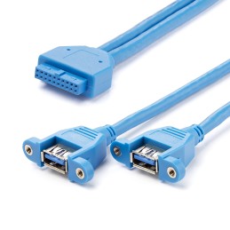 1 pcs - StarTech.com USB 3.0 Cable, Female 20 Pin Socket to Female USB A x 2 Cable, 0.5m