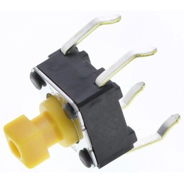 5 pcs - Yellow Plunger Tactile Switch, SPST 50 mA @ 24 V dc 3mm Through Hole