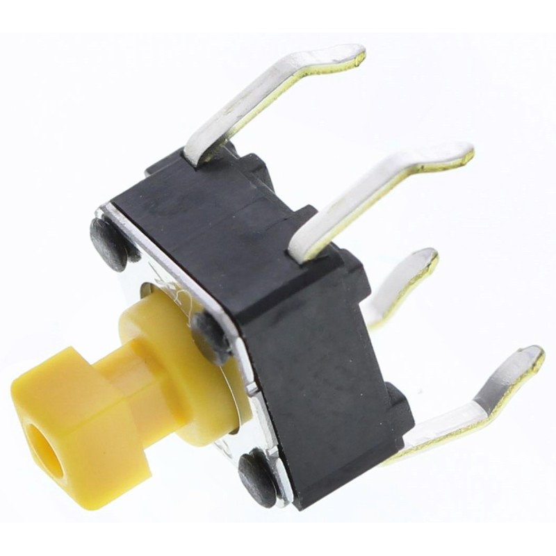 5 pcs - Yellow Plunger Tactile Switch, SPST 50 mA @ 24 V dc 3mm Through Hole