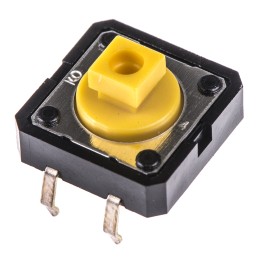 5 pcs - Yellow Plunger Tactile Switch, SPST 50 mA @ 24 V dc 3mm Through Hole