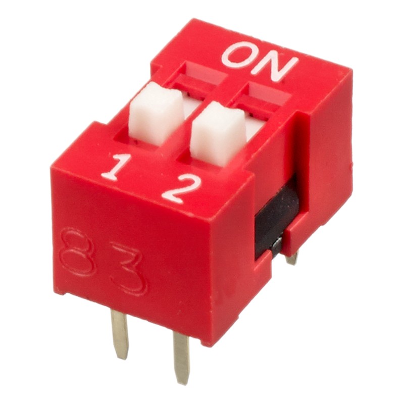 5 pcs - APEM 2 Way Through Hole DIP Switch SPST, Raised Actuator