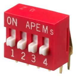 5 pcs - APEM 4 Way Through Hole DIP Switch SPST, Raised Actuator