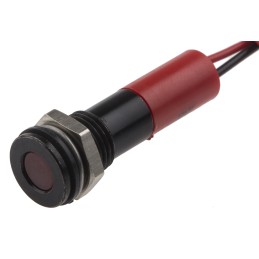 1 pcs - RS PRO Red Panel Mount Indicator, 12V dc, 8mm Mounting Hole Size, Lead Wires Termination, IP67