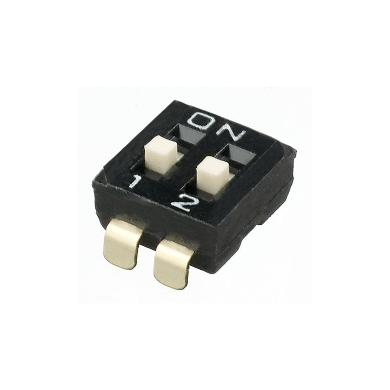 5 pcs - APEM 2 Way Surface Mount DIP Switch DPST, Raised, Top Side Lever Actuator