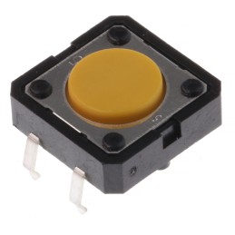 5 pcs - Yellow Plunger Tactile Switch, SPST 50 mA @ 24 V dc 0.8mm Through Hole