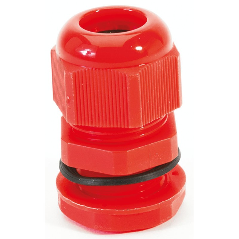 10 pcs - HellermannTyton NGM Series Red Nylon Cable Gland, M12 Thread, 3mm Min, 6.5mm Max, IP68