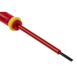 1 pcs - Facom Slotted Insulated Screwdriver, 2.5 x 0.4 mm Tip, 75 mm Blade, VDE/1000V, 178 mm Overall
