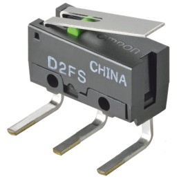 5 pcs - Omron Hinge Lever Micro Switch, Left Angle PCB Terminal, 100 mA @ 5 V dc, SPST, IP40