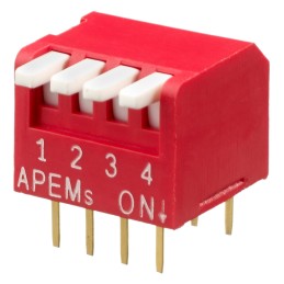 5 pcs - APEM 4 Way Through Hole Piano Dip Switch SPST, Piano Actuator