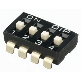 5 pcs - APEM 4 Way Surface Mount DIP Switch 4PST, Raised, Top Side Lever Actuator