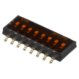 5 pcs - APEM 8 Way Surface Mount DIP Switch SPST, Recessed Actuator Slide Actuator