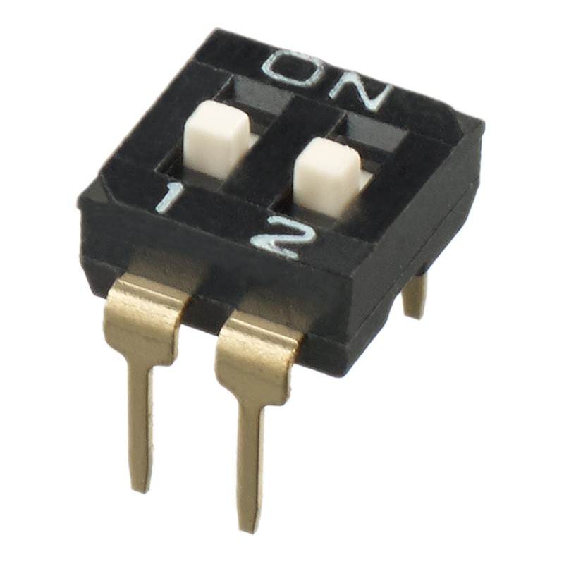 5 pcs - APEM 2 Way Through Hole DIP Switch SPST, Raised Actuator Slide Actuator